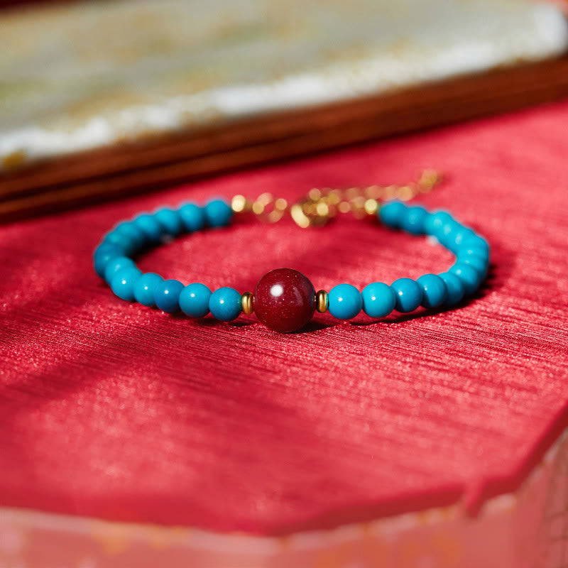 Wear FengShui 925 Sterling Silver Turquoise Cinnabar Purification Bracelet