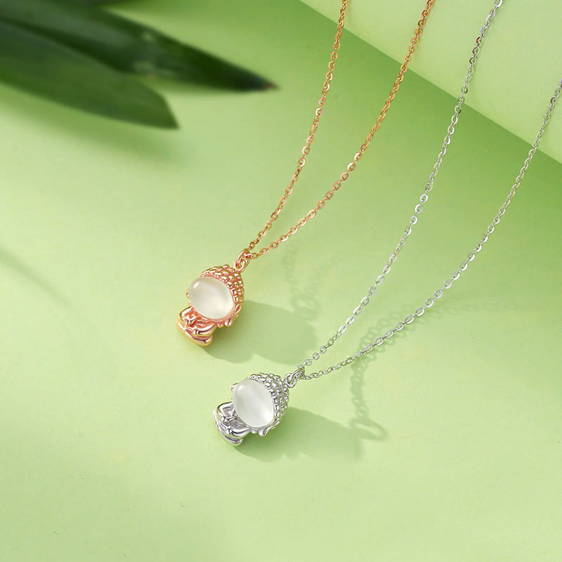 Wear FengShui 925 Sterling Silver Chalcedony Formless Buddha Positive Necklace Pendant