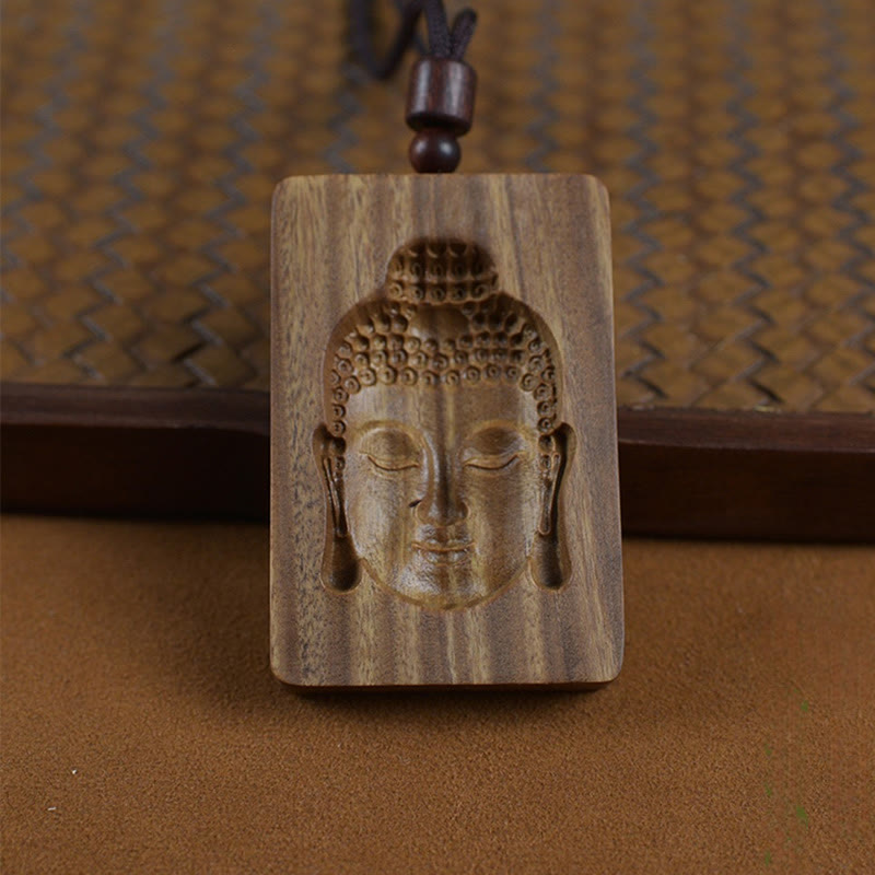 Wear FengShui Green Sandalwood Buddha Symbol Positive Necklace Pendant