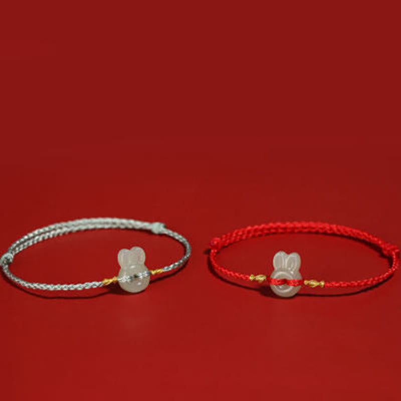 Wear FengShui Hetian Jade Cute Rabbit String Luck Bracelet