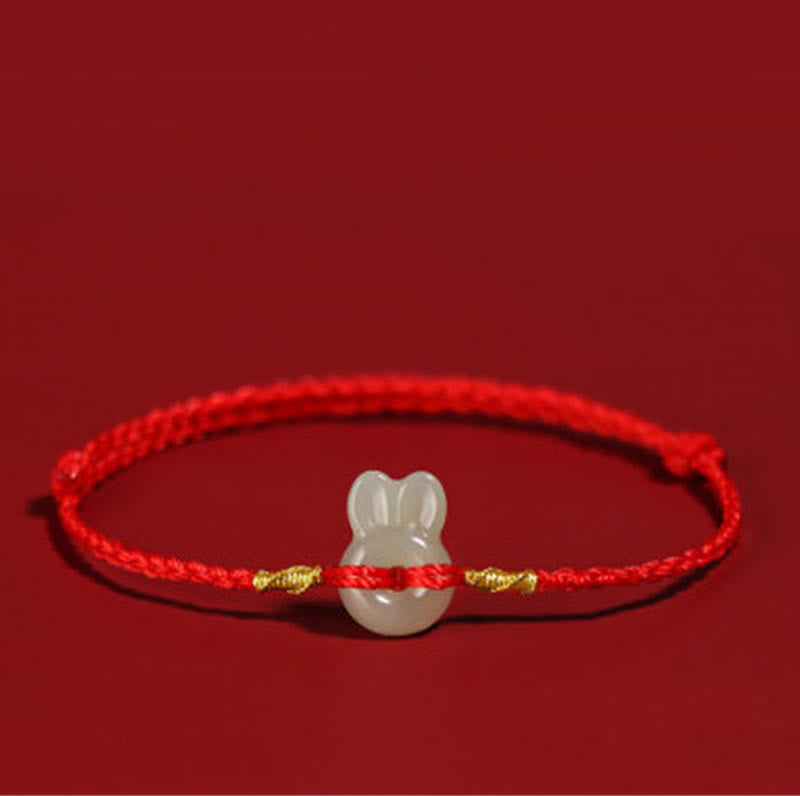 Wear FengShui Hetian Jade Cute Rabbit String Luck Bracelet