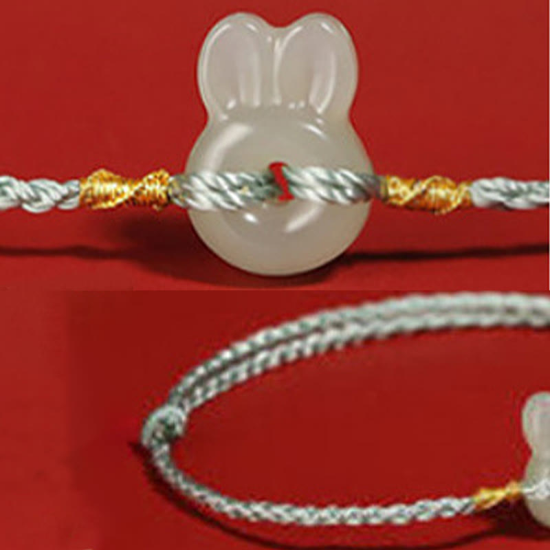 Wear FengShui Hetian Jade Cute Rabbit String Luck Bracelet