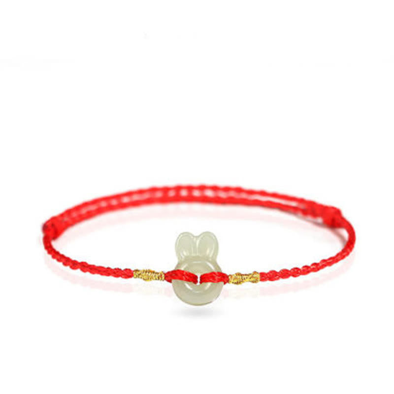 Wear FengShui Hetian Jade Cute Rabbit String Luck Bracelet