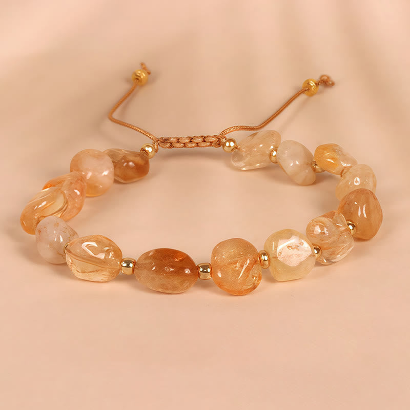 Wear FengShui Irregular Shape Citrine Braid String Happiness Bracelet