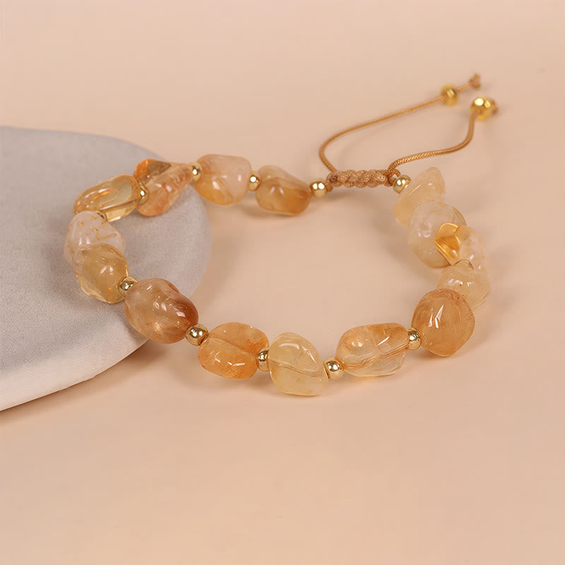 Wear FengShui Irregular Shape Citrine Braid String Happiness Bracelet