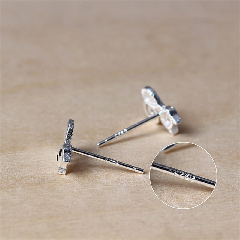 Wear FengShui 925 Sterling Silver Posts Cute Cat Kitten Blessing Stud Earrings
