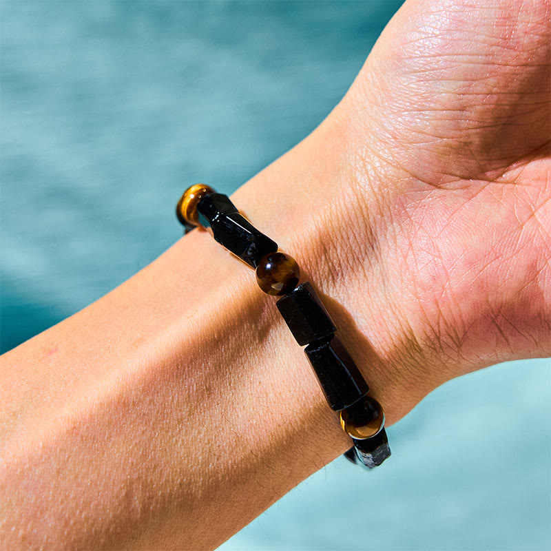 Wear FengShui Natural Black Tourmaline Tiger Eye Positive Bracelet