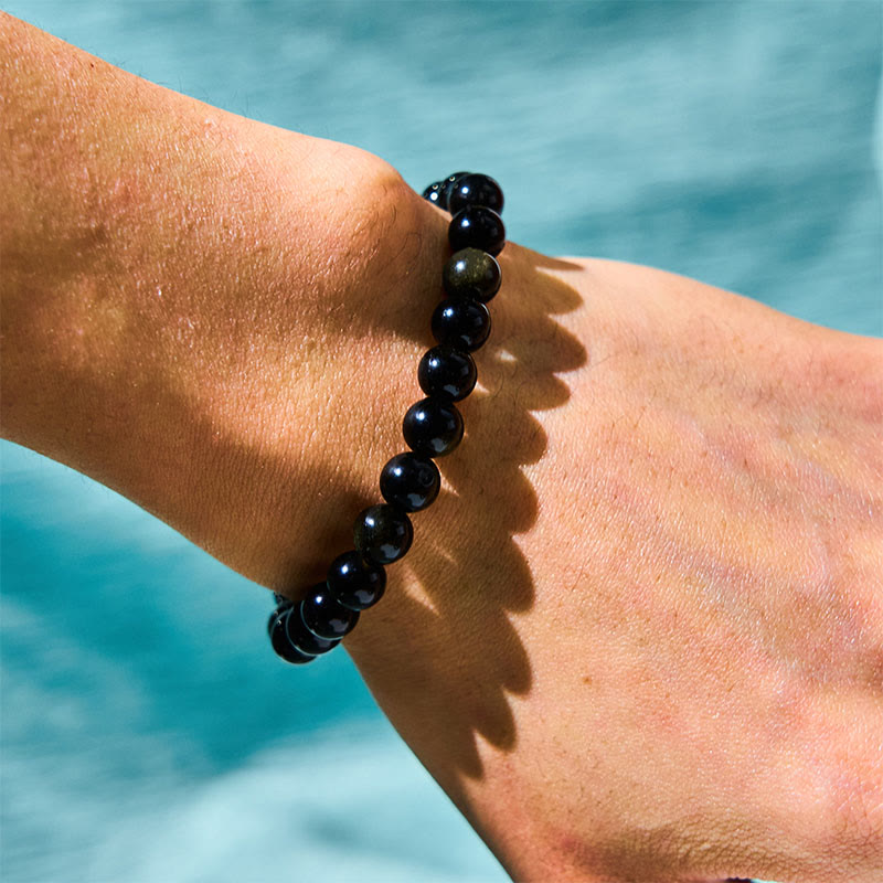 Wear FengShui Gold Sheen Obsidian Black Tourmaline Wealth Bracelet