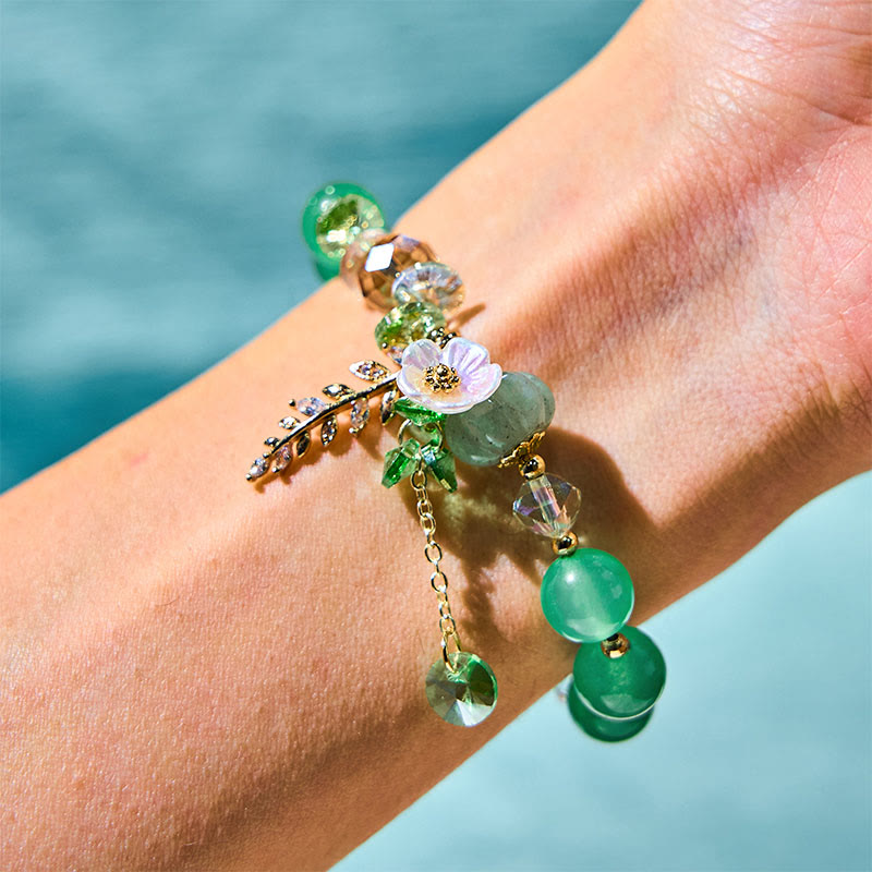 Wear FengShui Blue Crystal Amethyst Sun Stone Green Aventurine Healing Bracelet