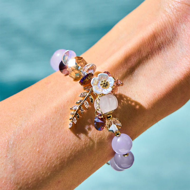 Wear FengShui Blue Crystal Amethyst Sun Stone Green Aventurine Healing Bracelet