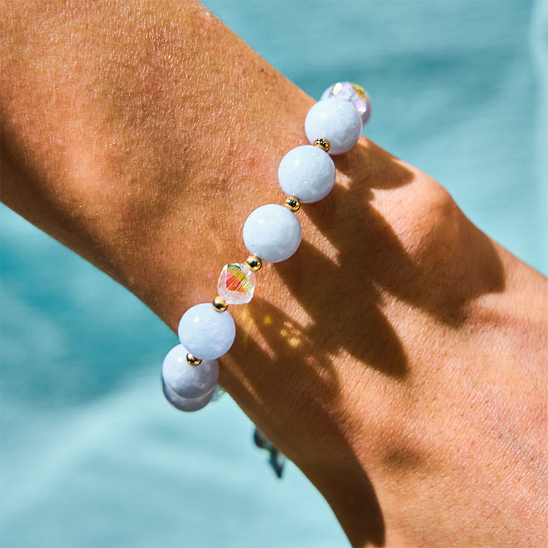 Wear FengShui Blue Crystal Amethyst Sun Stone Green Aventurine Healing Bracelet