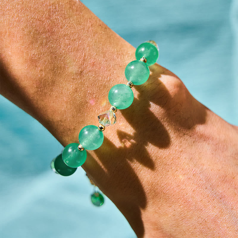 Wear FengShui Blue Crystal Amethyst Sun Stone Green Aventurine Healing Bracelet