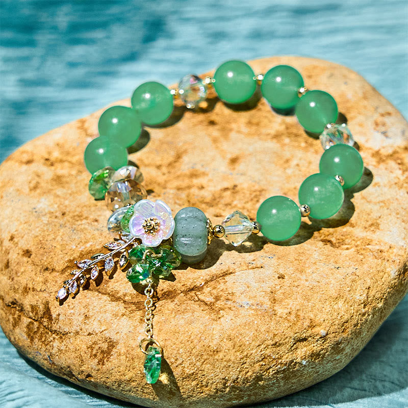 Wear FengShui Blue Crystal Amethyst Sun Stone Green Aventurine Healing Bracelet