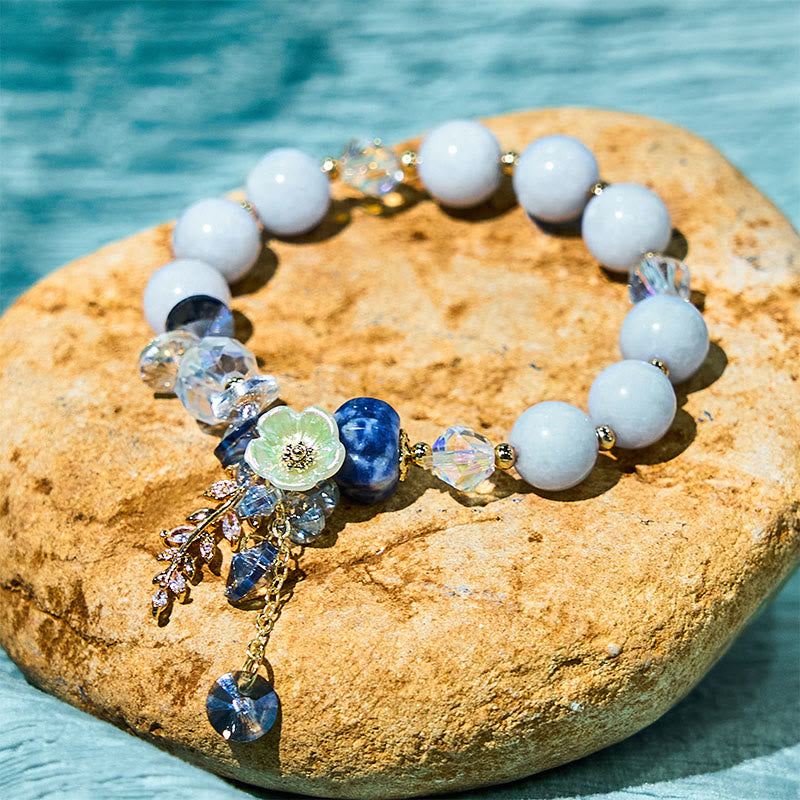 Wear FengShui Blue Crystal Amethyst Sun Stone Green Aventurine Healing Bracelet