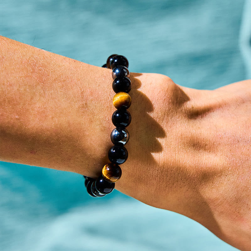 Wear FengShui Natural Tiger's Eye Obsidian Hematite Positive Powerful Bracelet