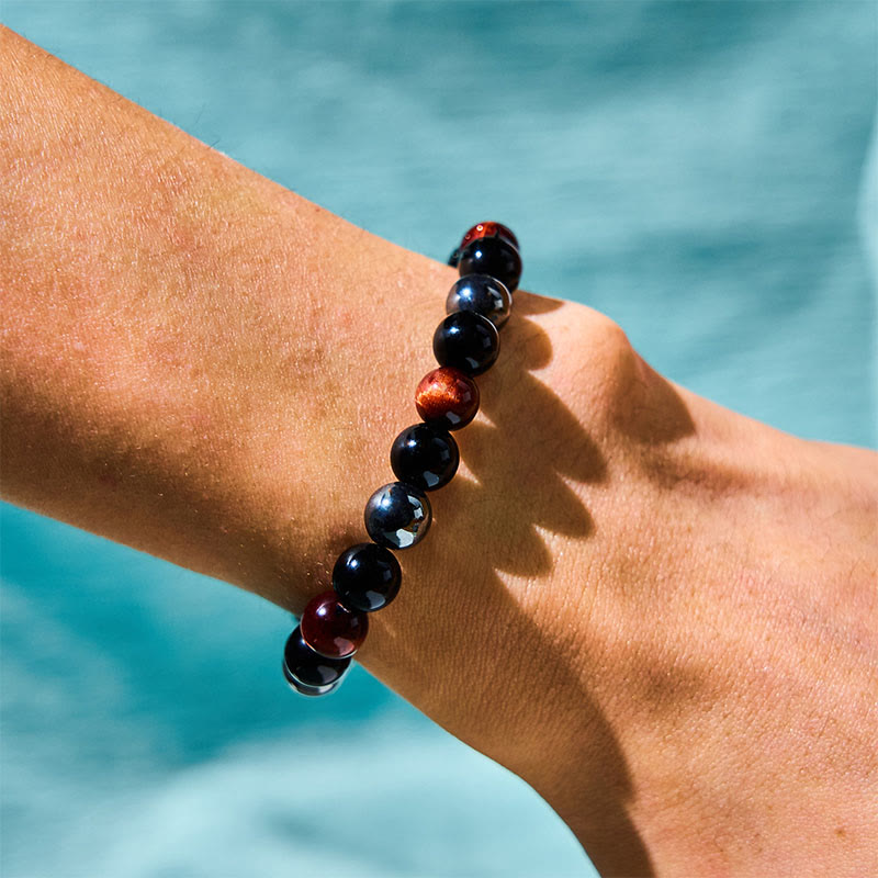Wear FengShui Natural Tiger's Eye Obsidian Hematite Positive Powerful Bracelet