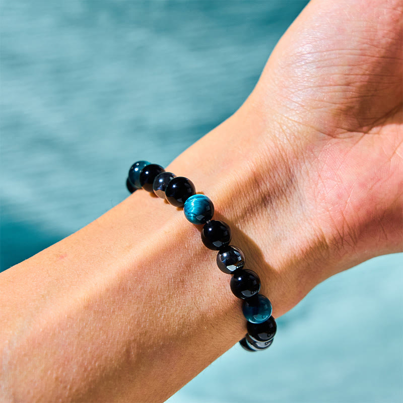 Wear FengShui Natural Tiger's Eye Obsidian Hematite Positive Powerful Bracelet