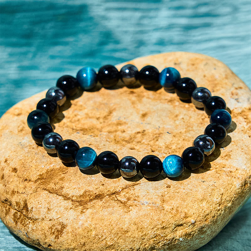 Wear FengShui Natural Tiger's Eye Obsidian Hematite Positive Powerful Bracelet