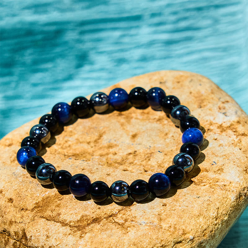 Wear FengShui Natural Tiger's Eye Obsidian Hematite Positive Powerful Bracelet