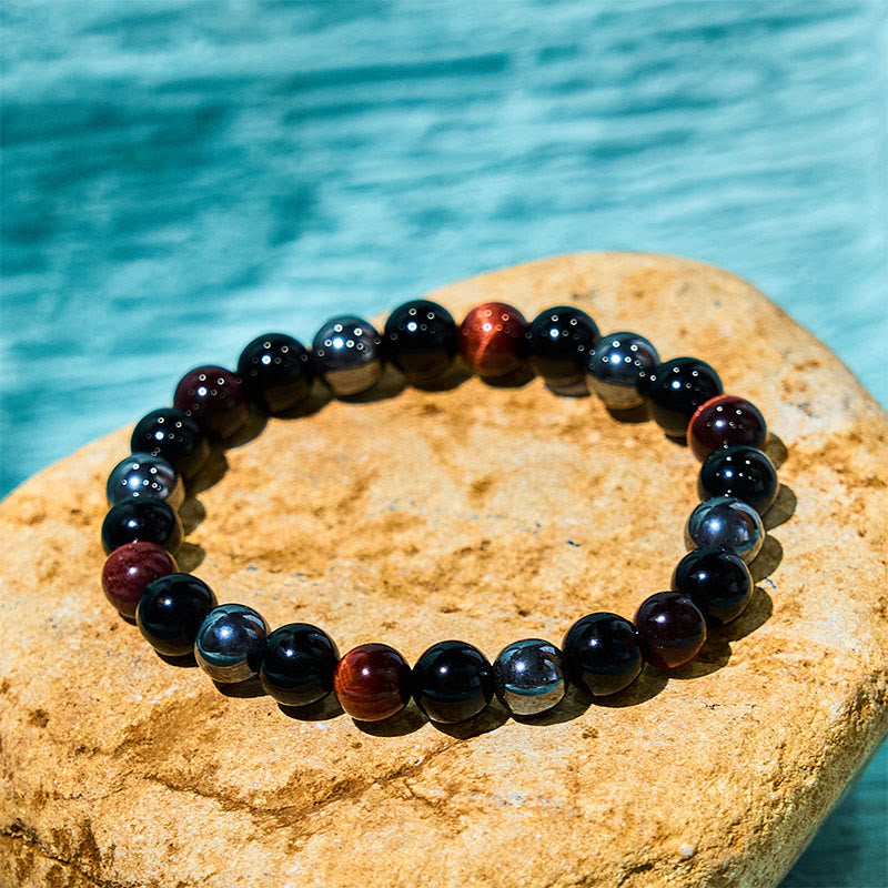 Wear FengShui Natural Tiger's Eye Obsidian Hematite Positive Powerful Bracelet