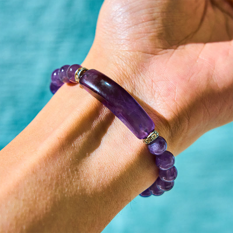 Wear FengShui Natural Quartz Love Heart Healing Beads Bracelet