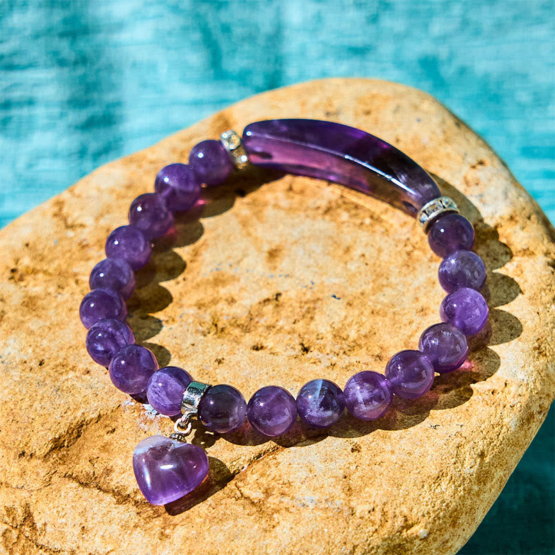 Wear FengShui Natural Quartz Love Heart Healing Beads Bracelet