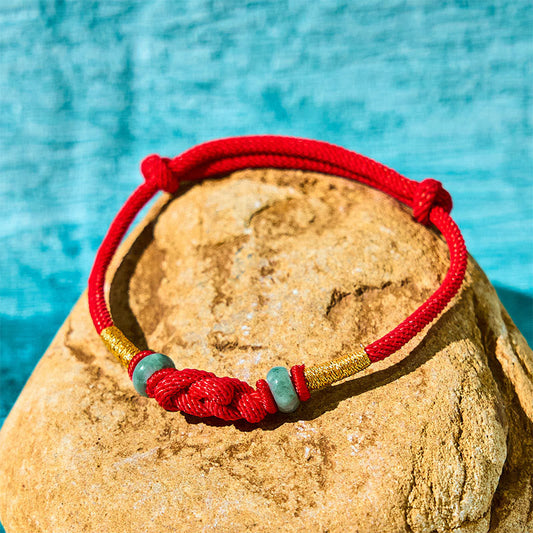 Wear FengShui Red String Jade Luck Fortune Knot Braided Couple Bracelet