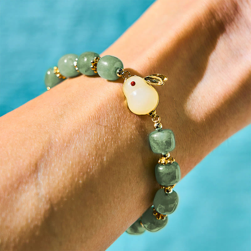 Wear FengShui Year of the Rabbit Natural Green Aventurine Luck Bead Bracelet