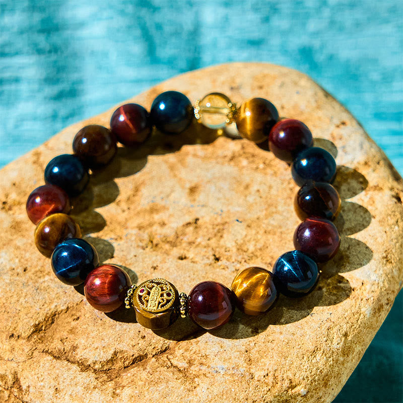 Wear FengShui Tiger Eye Stone Beads Protection Courage Bracelet
