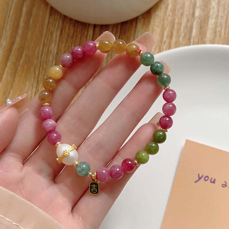 Wear FengShui Colorful Tourmaline Lucky Cat Positive Bracelet