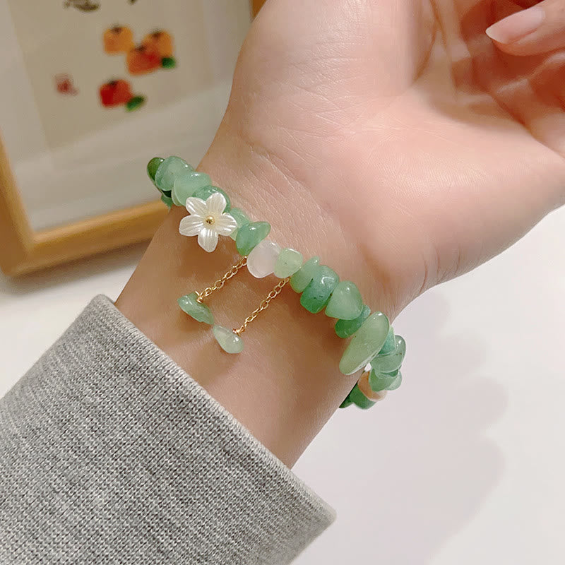 Wear FengShui Natural Strawberry Quartz Green Strawberry Quartz Super Seven Crystal Flower Healing Bracelet