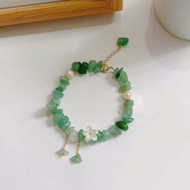 Wear FengShui Natural Strawberry Quartz Green Strawberry Quartz Super Seven Crystal Flower Healing Bracelet