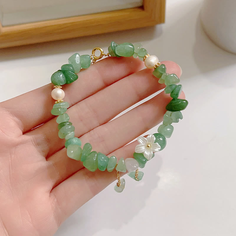 Wear FengShui Natural Strawberry Quartz Green Strawberry Quartz Super Seven Crystal Flower Healing Bracelet