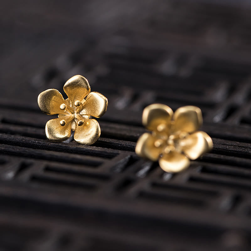 Wear FengShui 925 Sterling Silver Golden Peach Blossom Balance Earrings