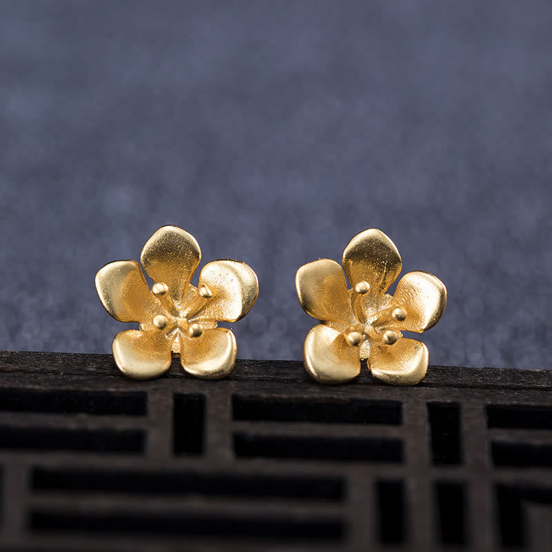 Wear FengShui 925 Sterling Silver Golden Peach Blossom Balance Earrings