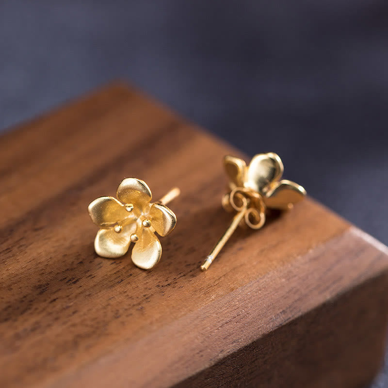Wear FengShui 925 Sterling Silver Golden Peach Blossom Balance Earrings