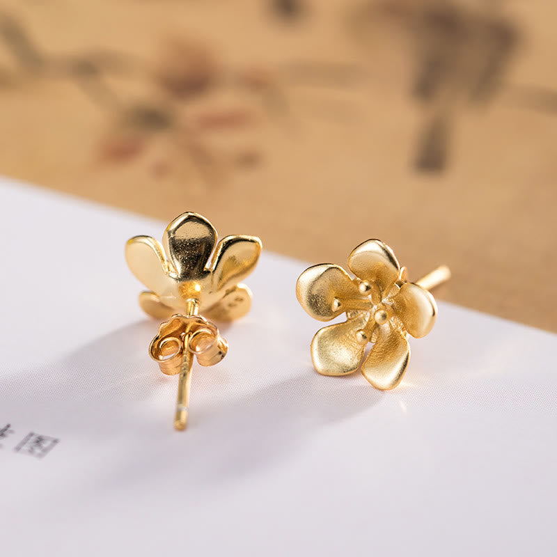 Wear FengShui 925 Sterling Silver Golden Peach Blossom Balance Earrings
