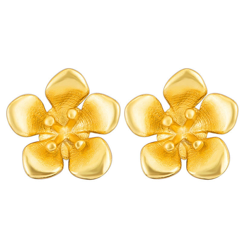 Wear FengShui 925 Sterling Silver Golden Peach Blossom Balance Earrings