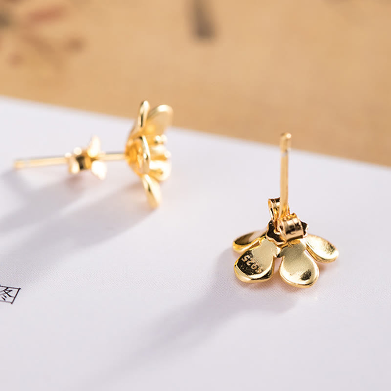 Wear FengShui 925 Sterling Silver Golden Peach Blossom Balance Earrings