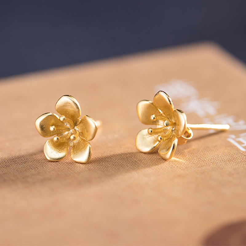 Wear FengShui 925 Sterling Silver Golden Peach Blossom Balance Earrings