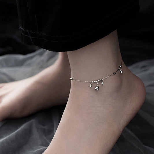 Wear FengShui 925 Sterling Silver Antiquity Bell Protection Anklet