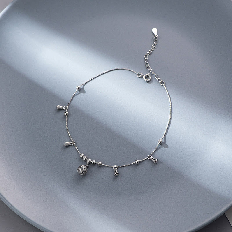 Wear FengShui 925 Sterling Silver Antiquity Bell Protection Anklet