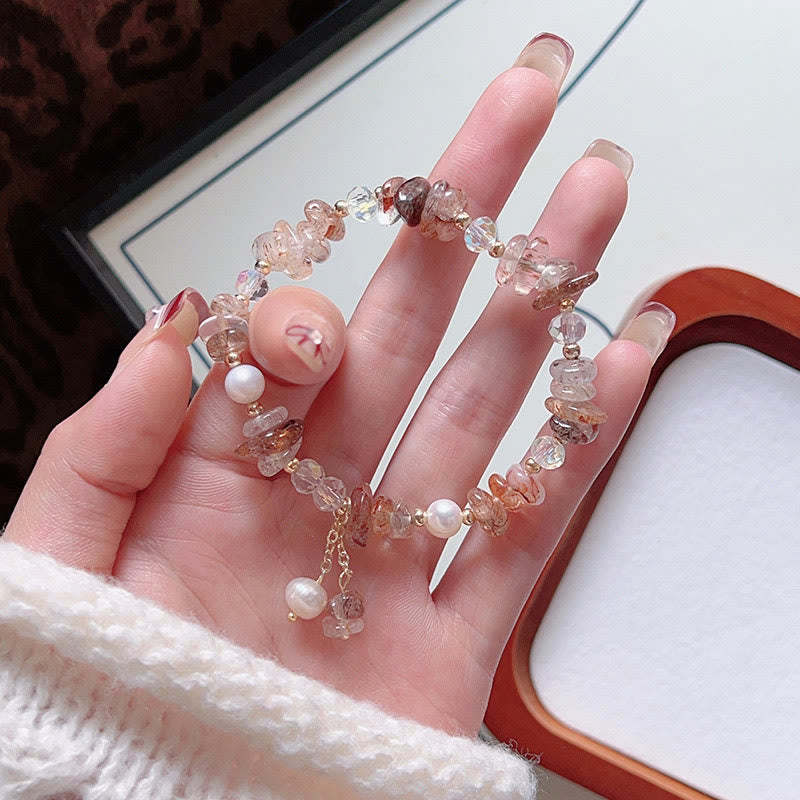 Wear FengShui Natural Super Seven Crystal Irregular Small Pieces Positive Bracelet