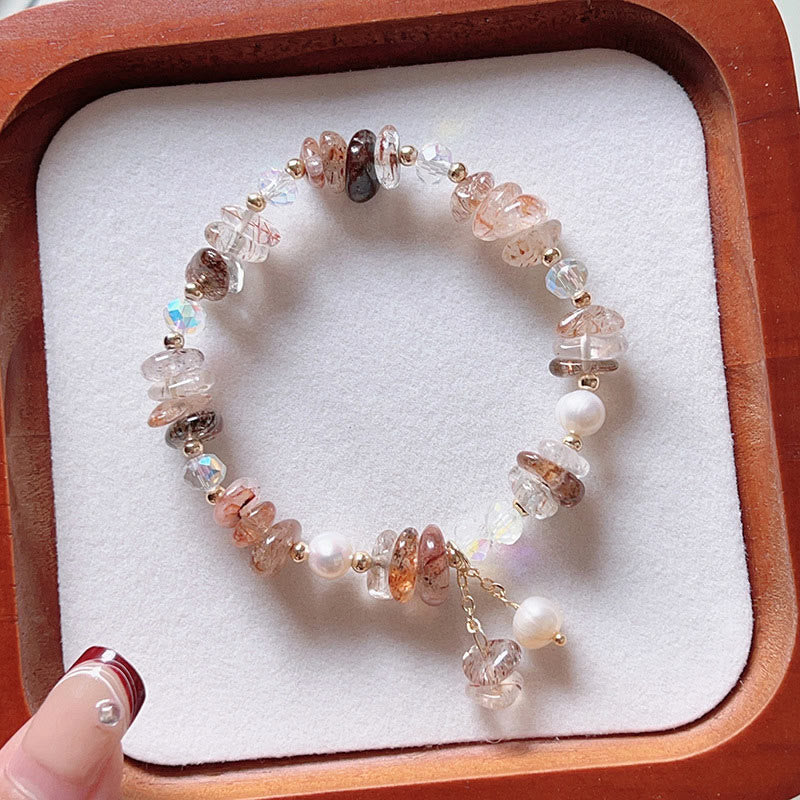 Wear FengShui Natural Super Seven Crystal Irregular Small Pieces Positive Bracelet