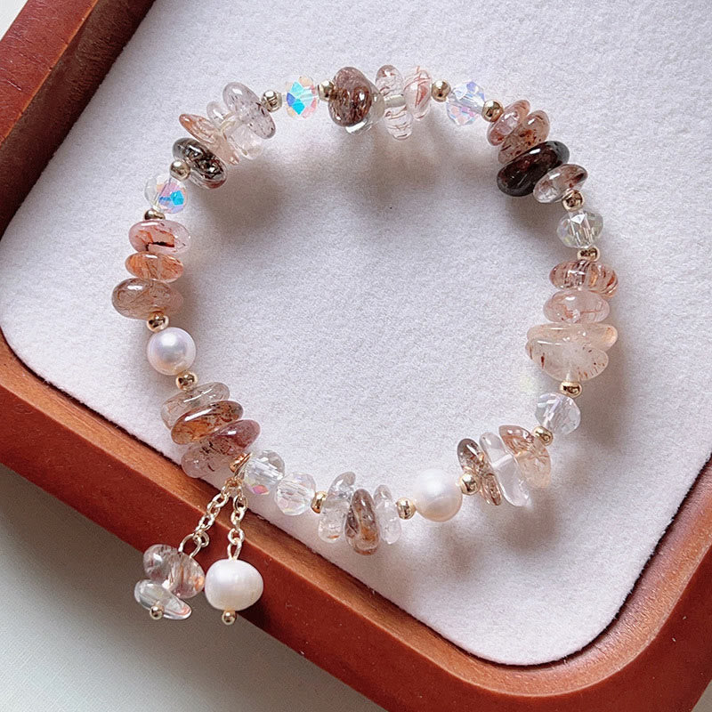 Wear FengShui Natural Super Seven Crystal Irregular Small Pieces Positive Bracelet