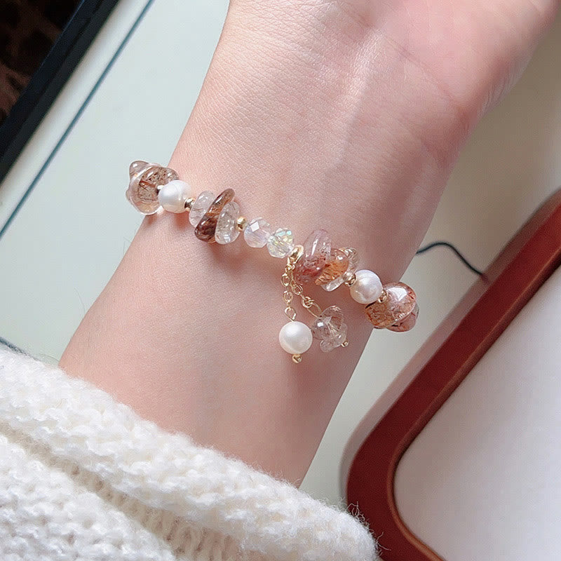 Wear FengShui Natural Super Seven Crystal Irregular Small Pieces Positive Bracelet