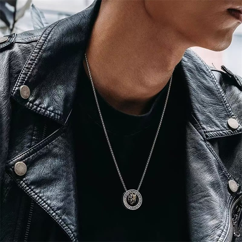 Wear FengShui Double Ring PiXiu Peace Buckle Wealth Rotatable Necklace Pendant