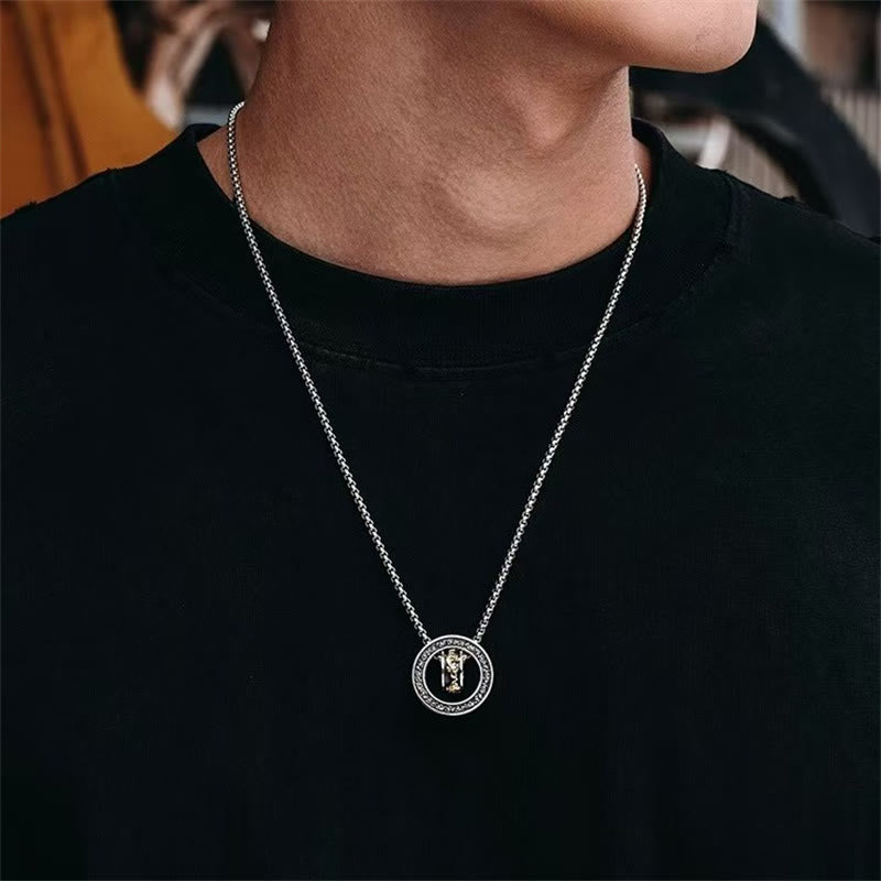 Wear FengShui Double Ring PiXiu Peace Buckle Wealth Rotatable Necklace Pendant