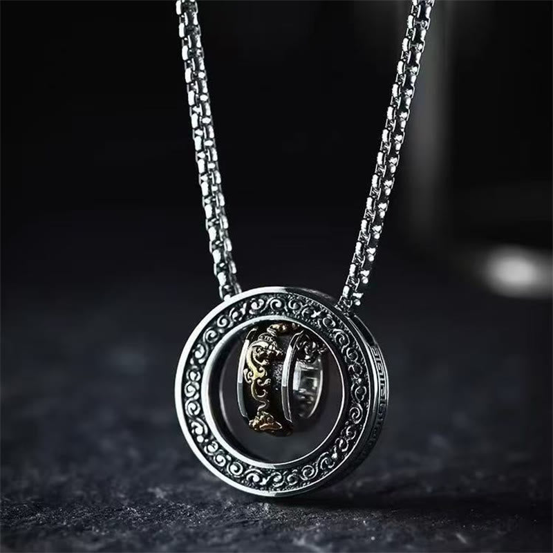 Wear FengShui Double Ring PiXiu Peace Buckle Wealth Rotatable Necklace Pendant