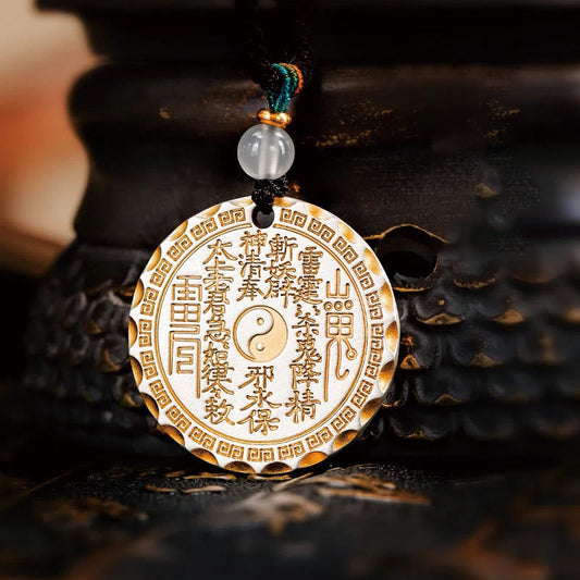 Wear FengShui Mountain Ghosts Spend Money Yin Yang Bagua Design Copper Harmony Necklace Pendant